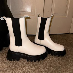 White Faux Leather boots
